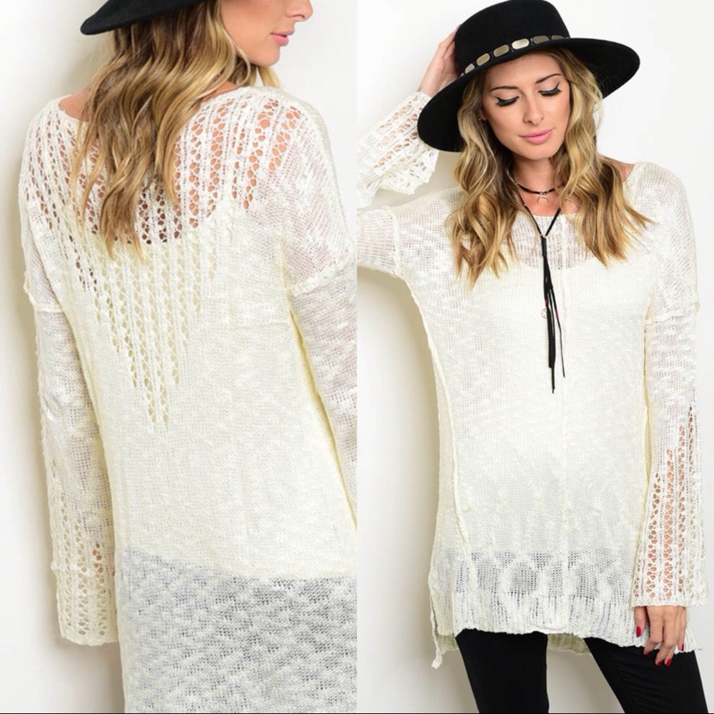 ☀️LAST1️⃣//IVORY HIGH LOW KNIT SWEATER - Picture 3 of 10